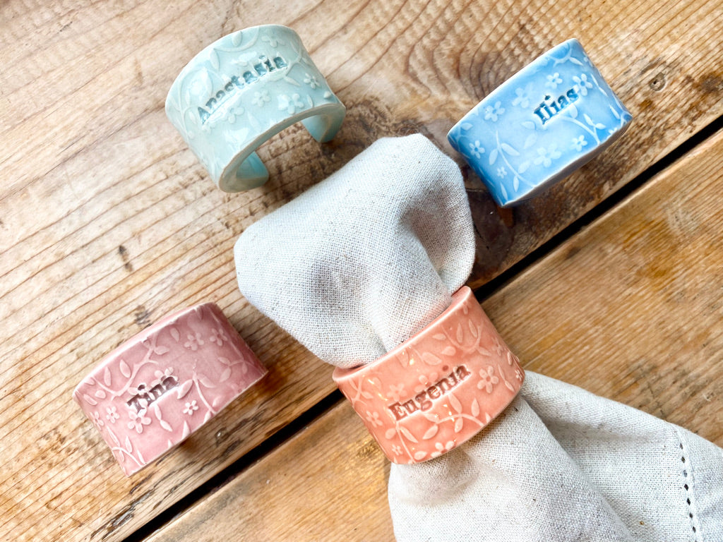Ceramic Personalised Napkin Ring - Personalised place setting / dinner gift / wedding favour