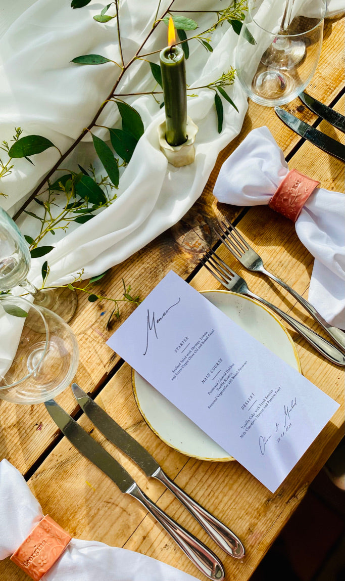 Ceramic Personalised Napkin Ring - Personalised place setting / dinner gift / wedding favour