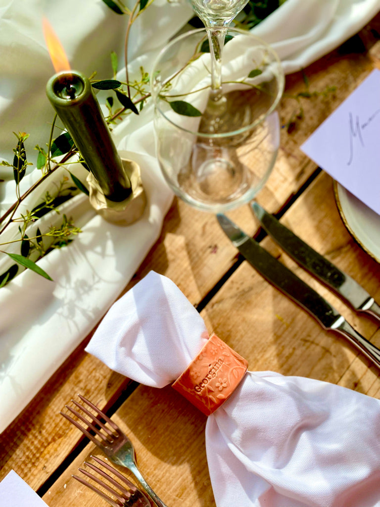Ceramic Personalised Napkin Ring - Personalised place setting / dinner gift / wedding favour