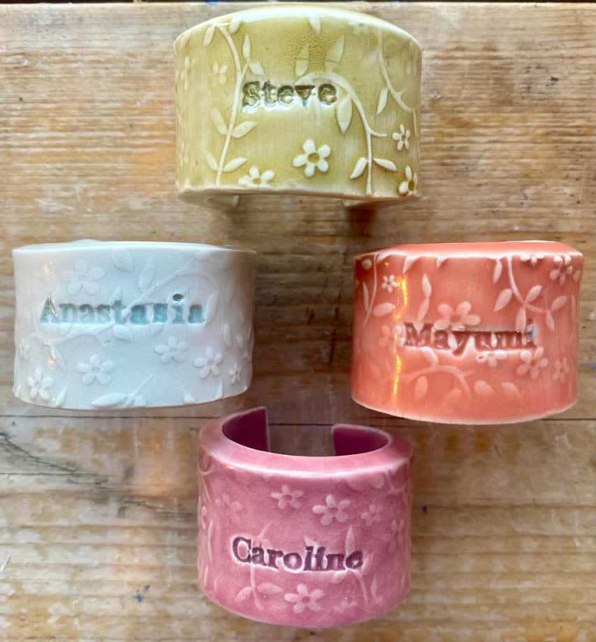 Ceramic Personalised Napkin Ring - Personalised place setting / dinner gift / wedding favour