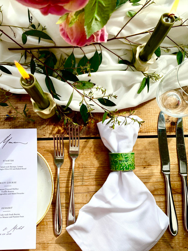 Ceramic Personalised Napkin Ring - Personalised place setting / dinner gift / wedding favour
