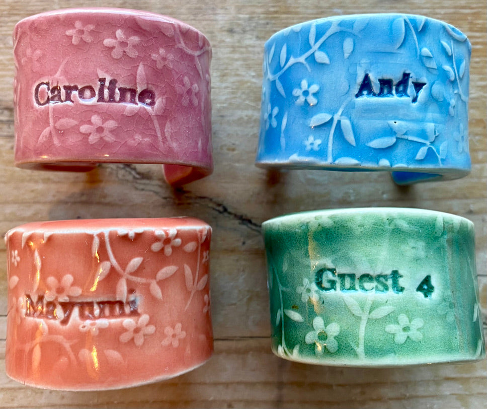 Ceramic Personalised Napkin Ring - Personalised place setting / dinner gift / wedding favour