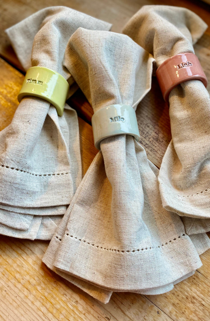 Ceramic Personalised Napkin Ring - Personalised place setting / dinner gift / wedding favour