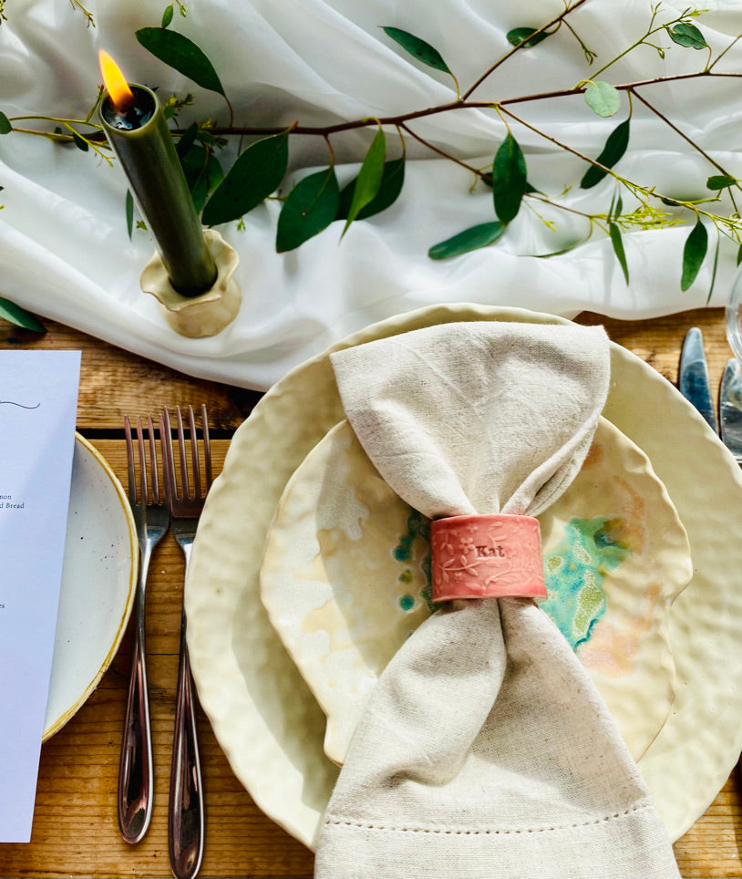 Ceramic Personalised Napkin Ring Wedding Place Setting & Wedding favour