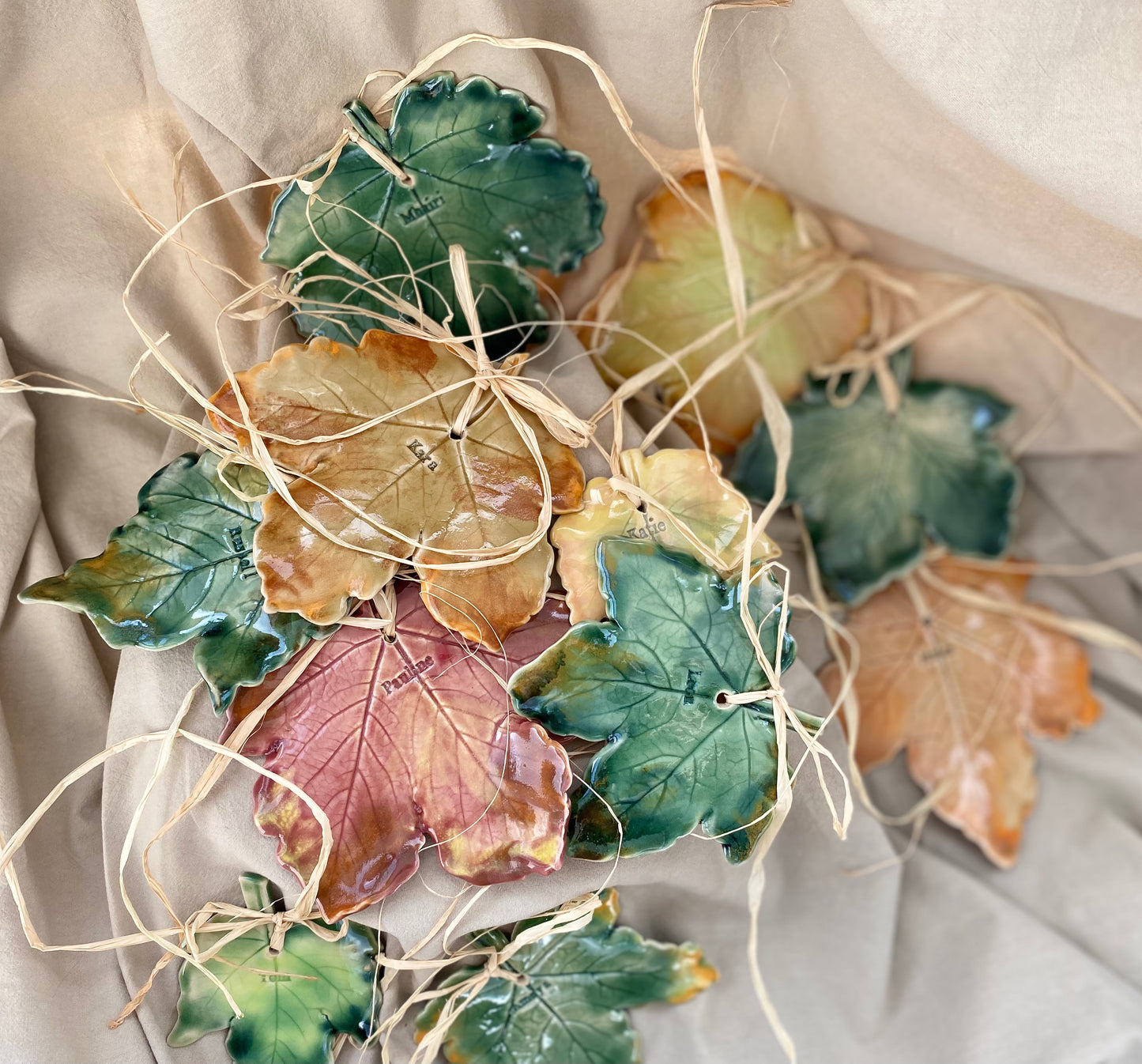 Our Family Ceramic Nature Personalised Sycamore Leaf Wall Hanging - Price per leaf