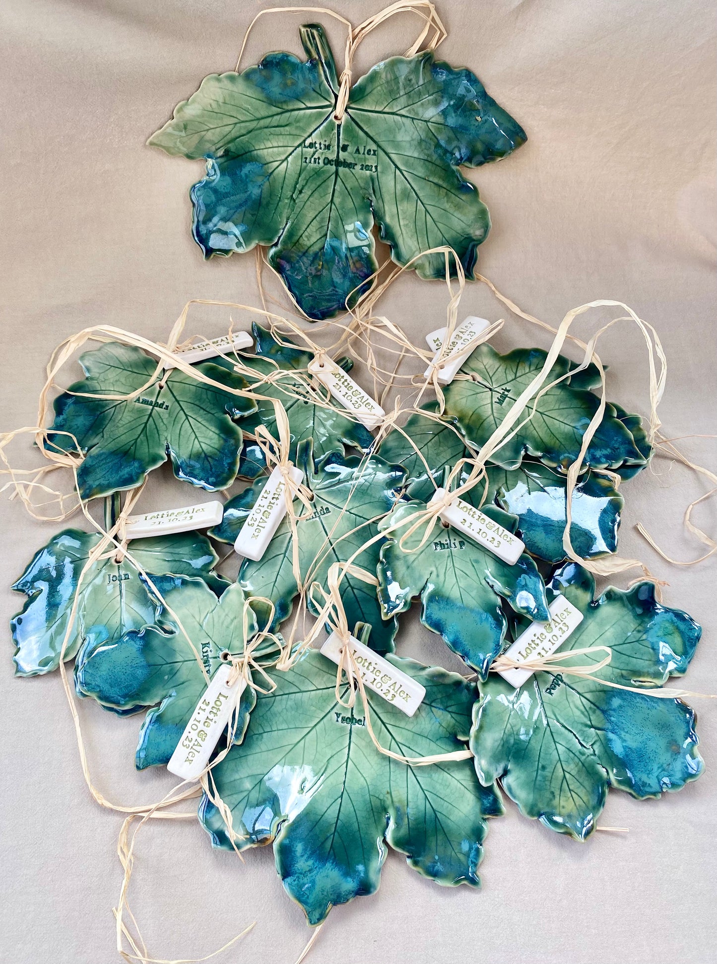 Our Family Ceramic Nature Personalised Sycamore Leaf Wall Hanging - Price per leaf