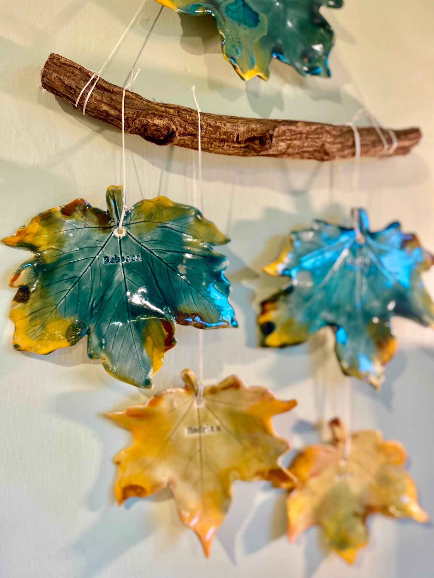 Our Family Ceramic Nature Personalised Sycamore Leaf Wall Hanging - Price per leaf