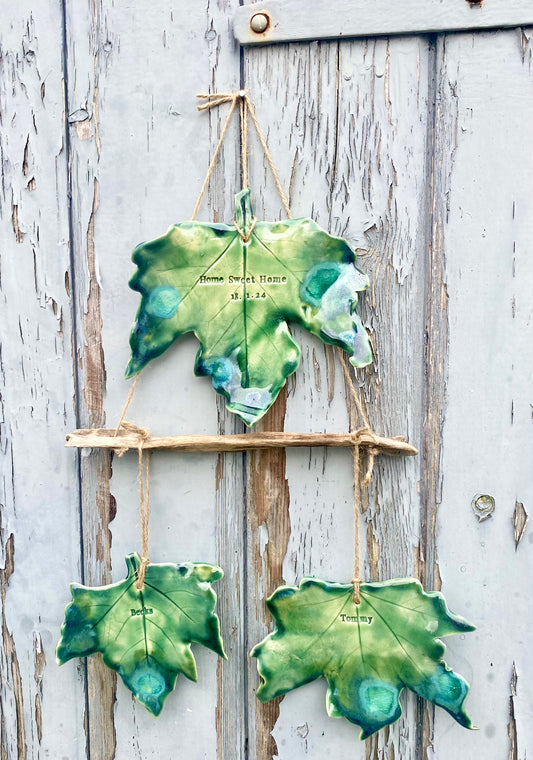 Our Family Ceramic Nature Personalised Sycamore Leaf Wall Hanging - Price per leaf