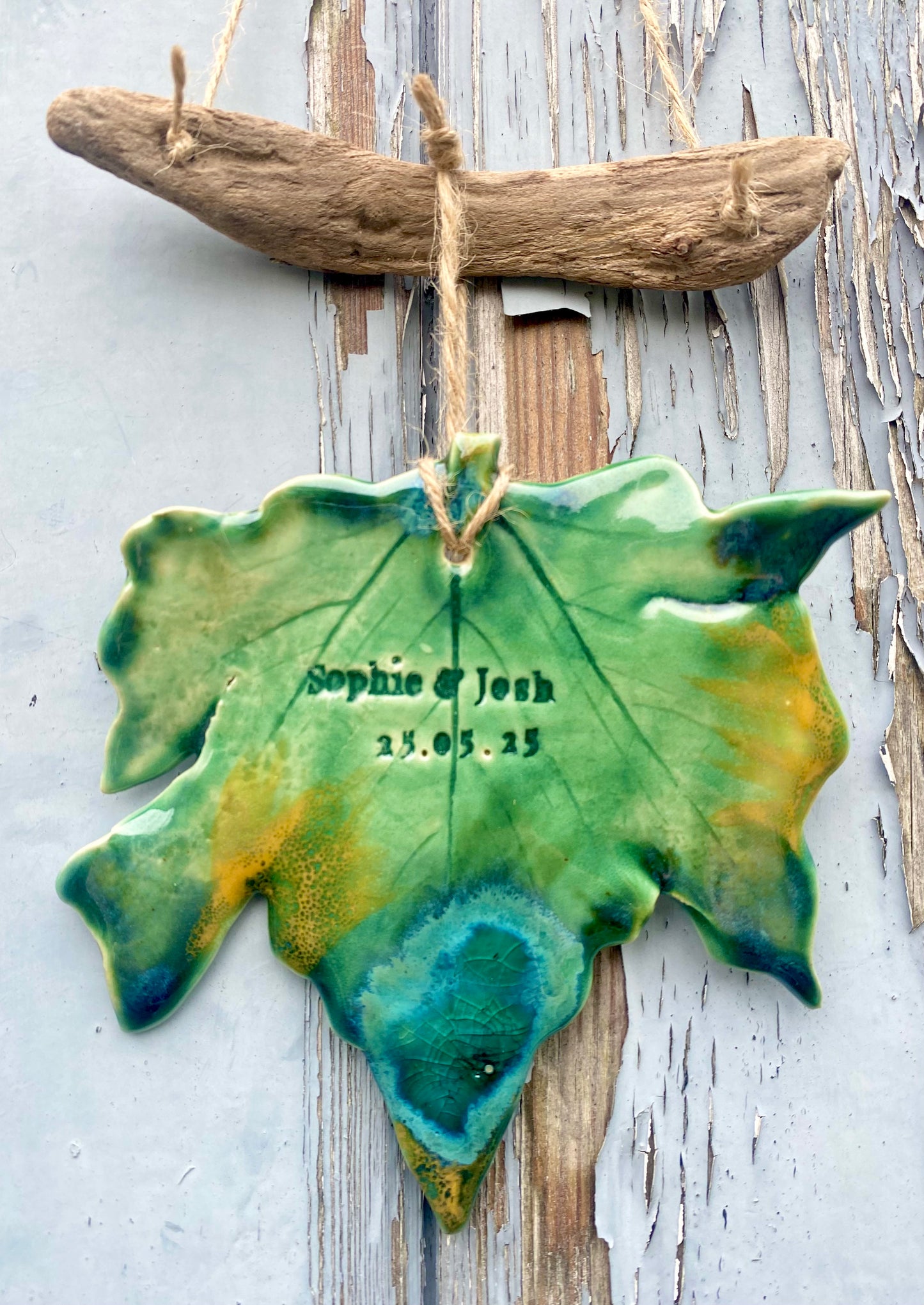 Our Family Ceramic Nature Personalised Sycamore Leaf Wall Hanging - Price per leaf
