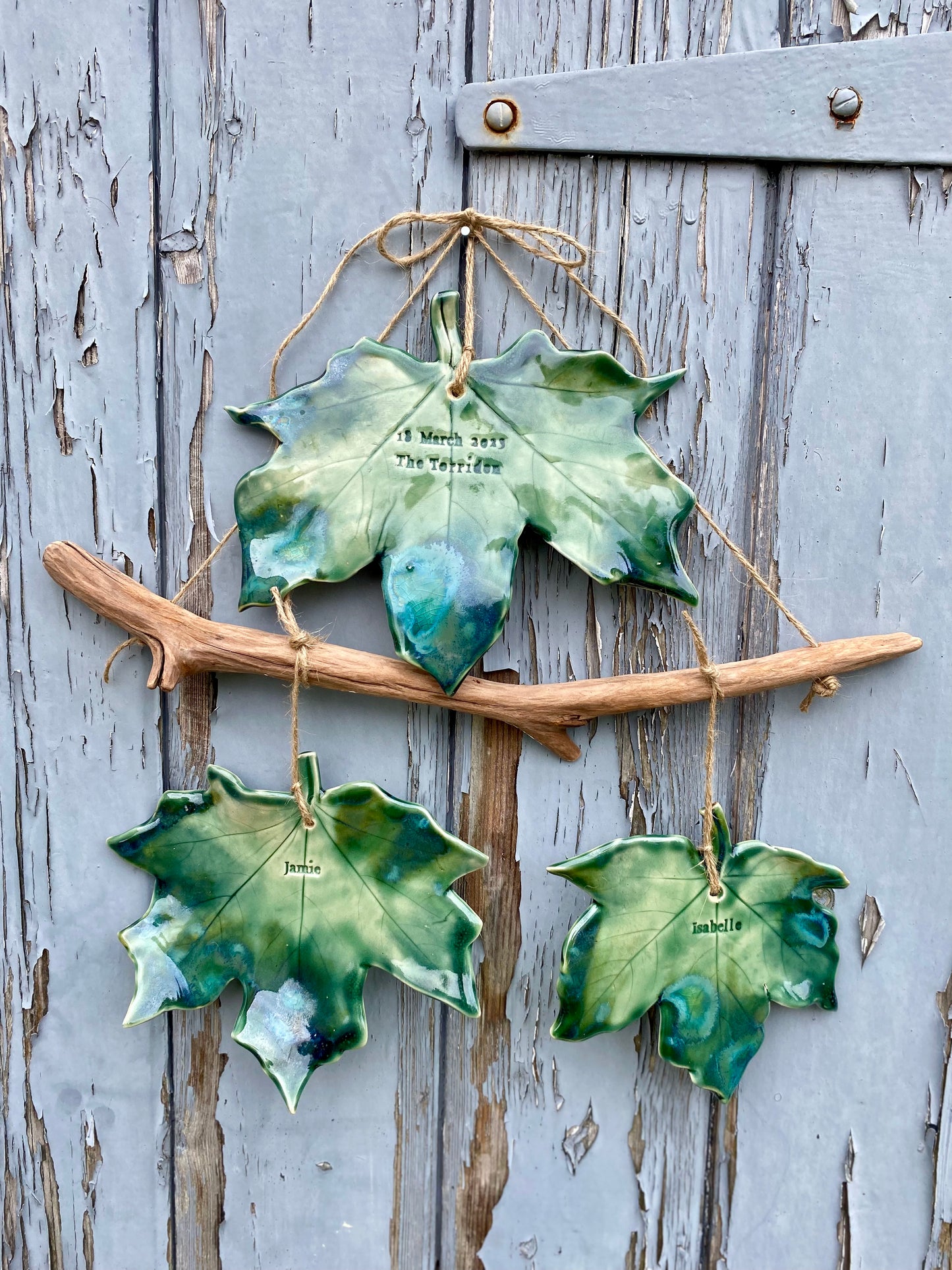 Our Family Ceramic Nature Personalised Sycamore Leaf Wall Hanging - Price per leaf