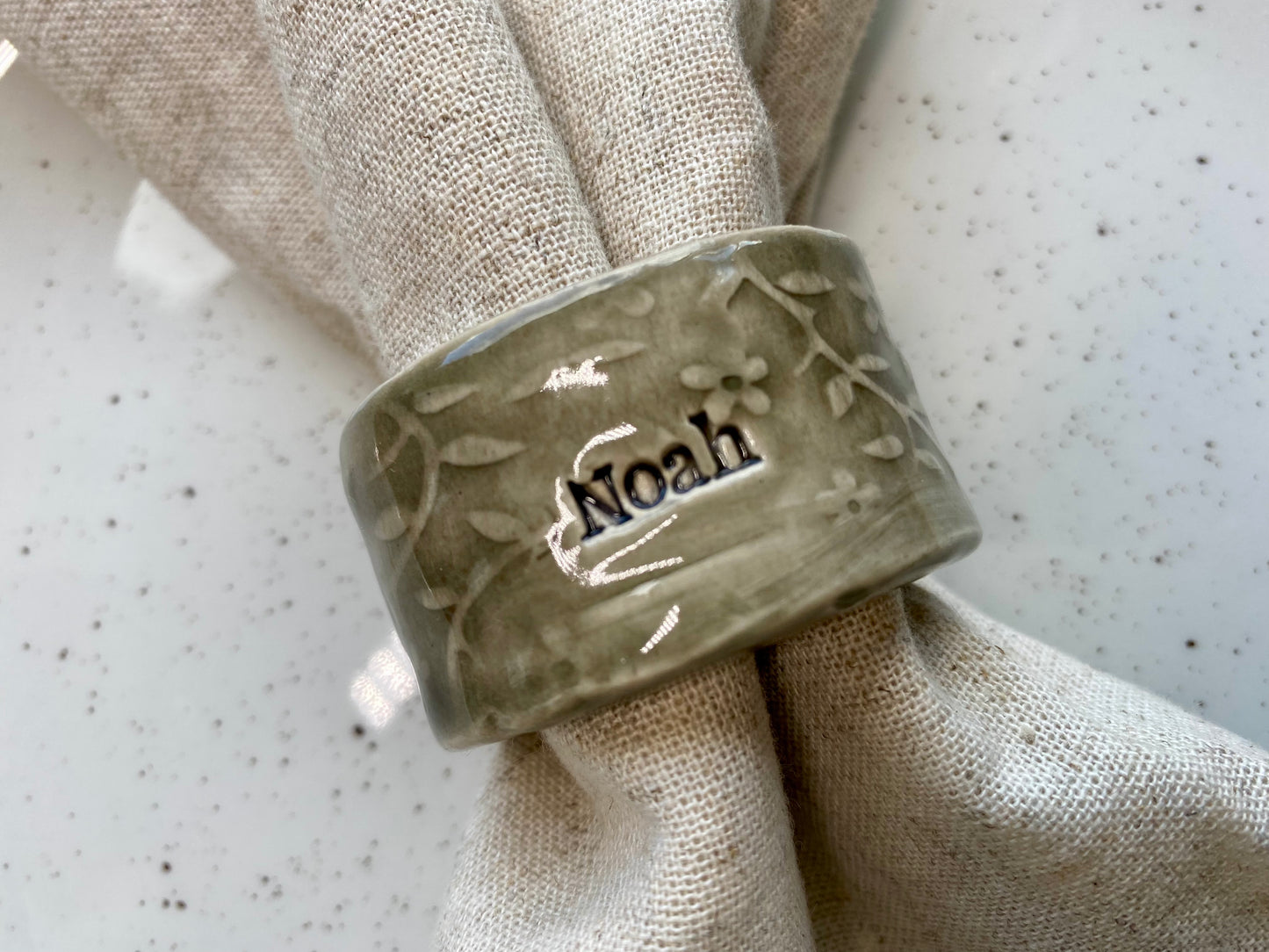 Ceramic Personalised Napkin Ring - Personalised place setting / dinner gift / wedding favour