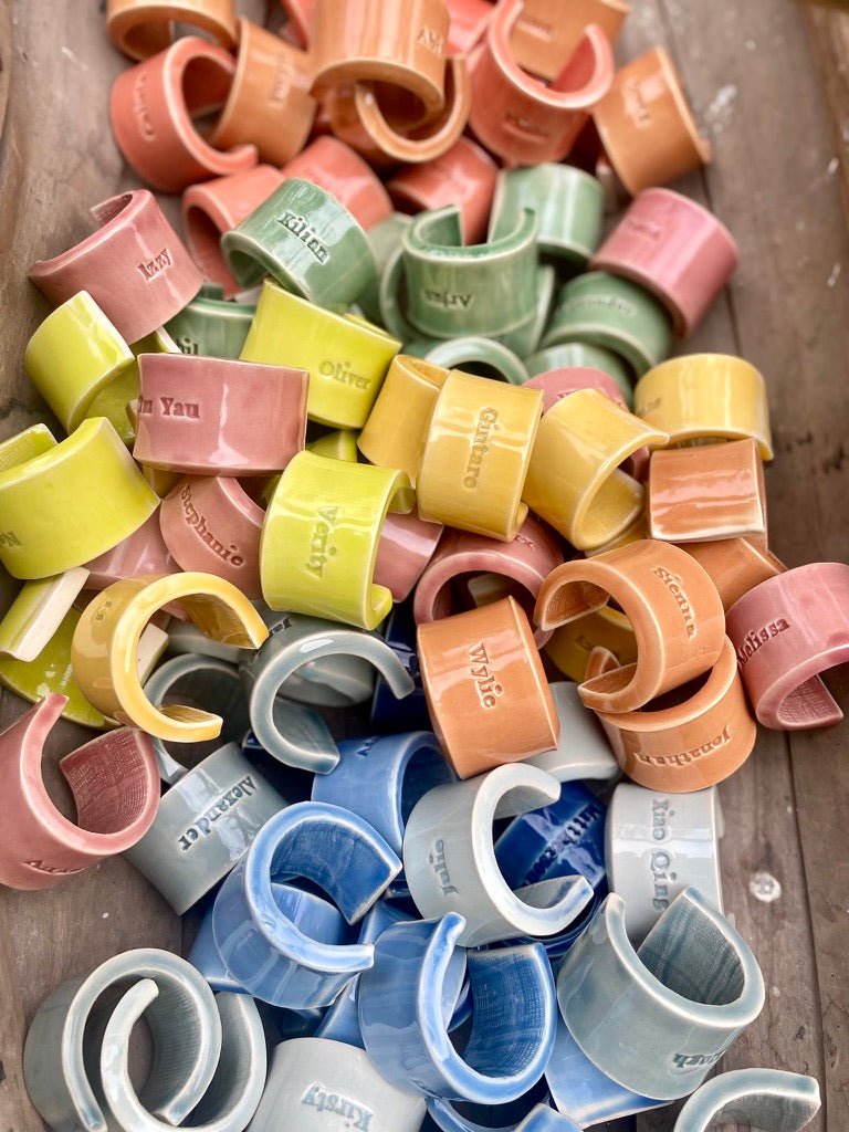 Ceramic Personalised Napkin Ring Wedding Place Setting & Wedding favour