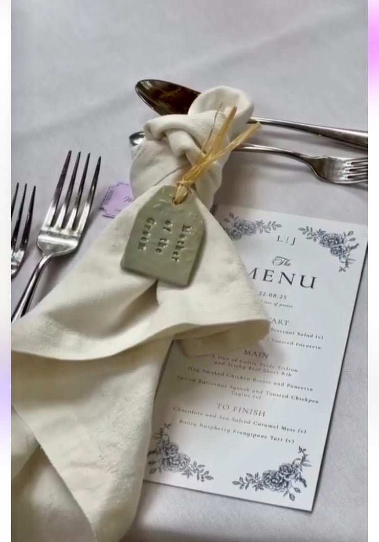Personalised Ceramic Wedding Favours and Gift Tags – Handmade Stoneware Keepsakes