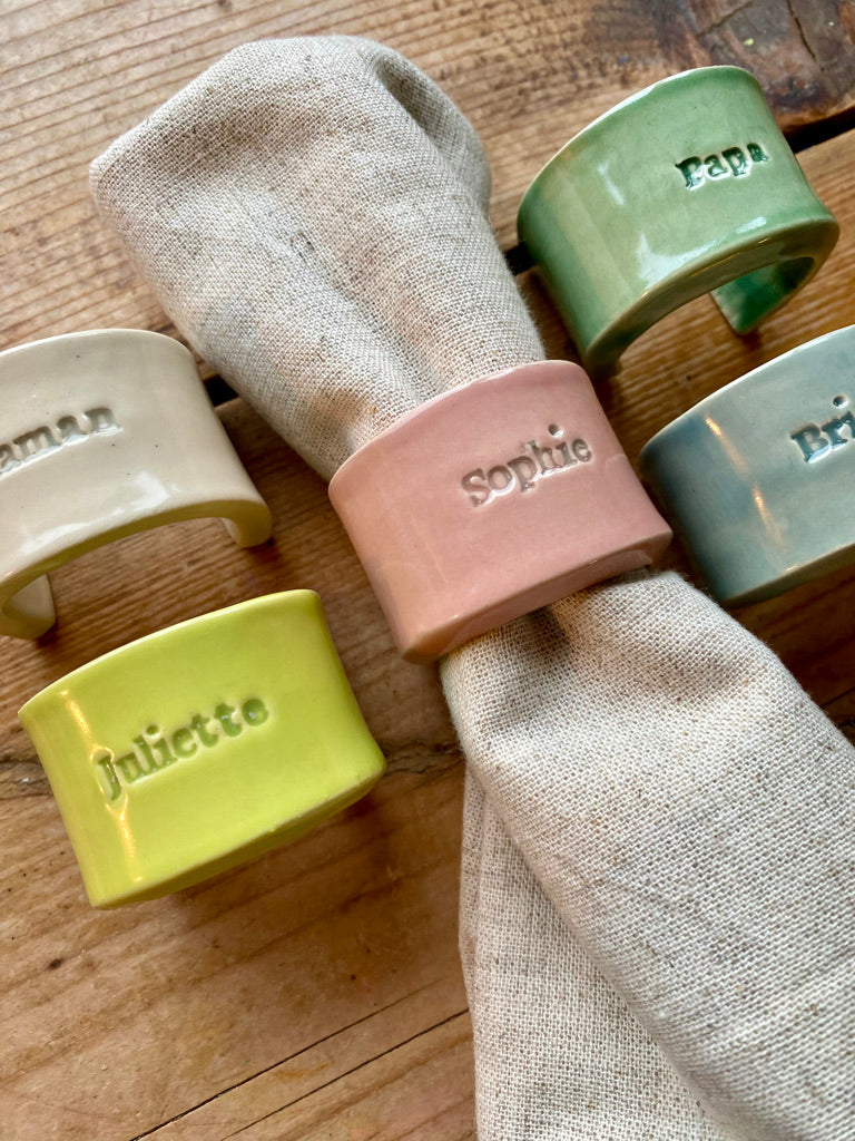 Ceramic Personalised Napkin Ring  - Personalised place setting / dinner gift  / wedding favour