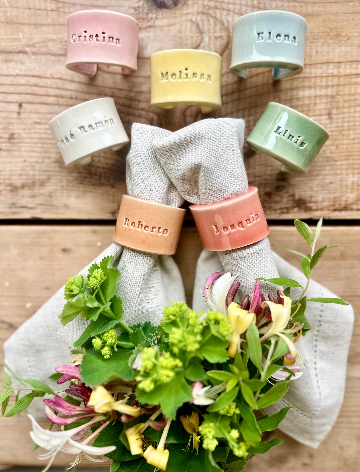 Ceramic Personalised Napkin Ring Wedding Place Setting & Wedding favour