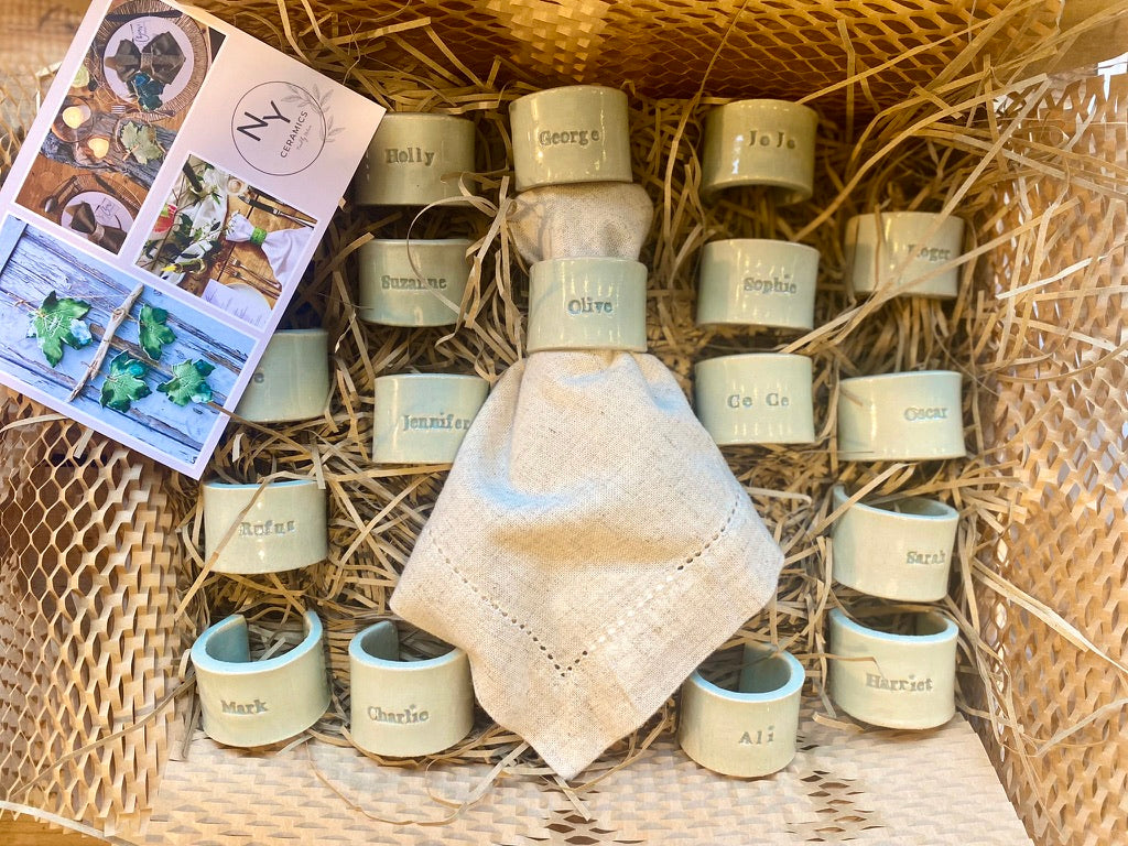 Ceramic Personalised Napkin Ring Wedding Place Setting & Wedding favour