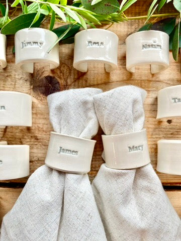Ceramic Personalised Napkin Ring Wedding Place Setting & Wedding favour
