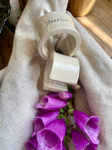 Ceramic Personalised Napkin Ring Wedding Place Setting & Wedding favour