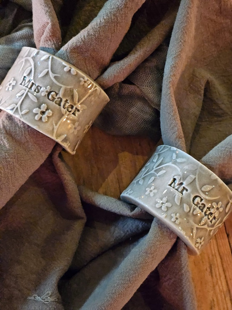 Ceramic Personalised Napkin Ring Wedding Place Setting & Wedding favour