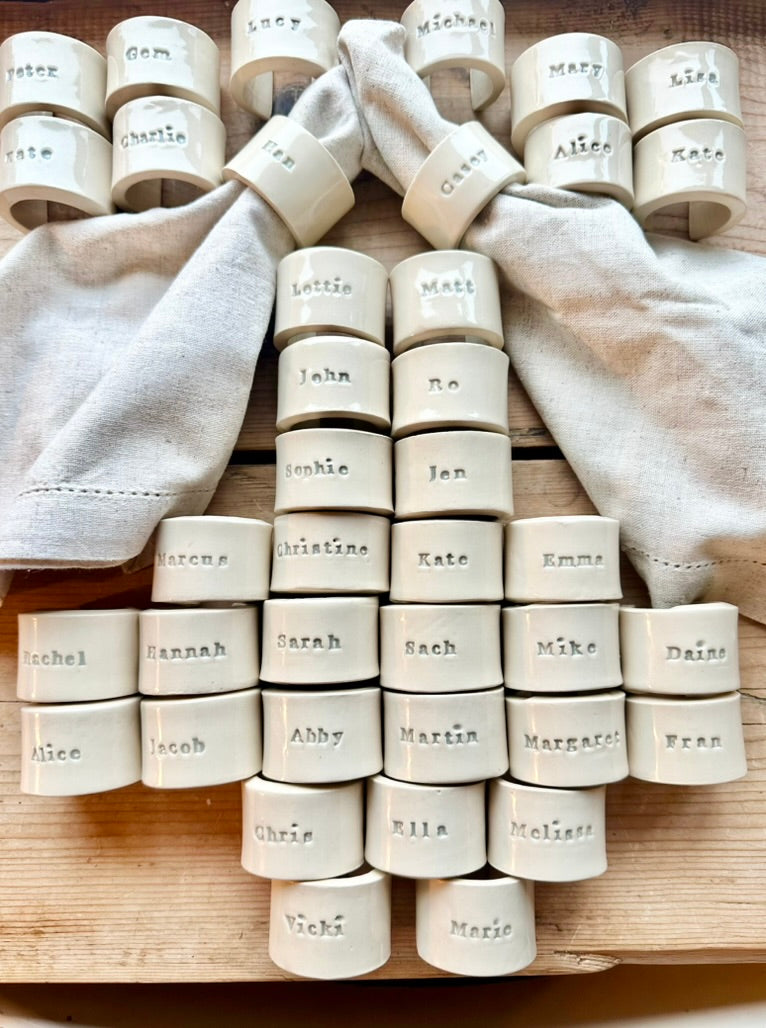 Ceramic Personalised Napkin Ring Wedding Place Setting & Wedding favour
