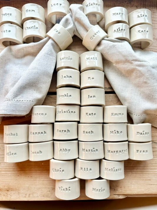 Ceramic Personalised Napkin Ring Wedding Place Setting & Wedding favour