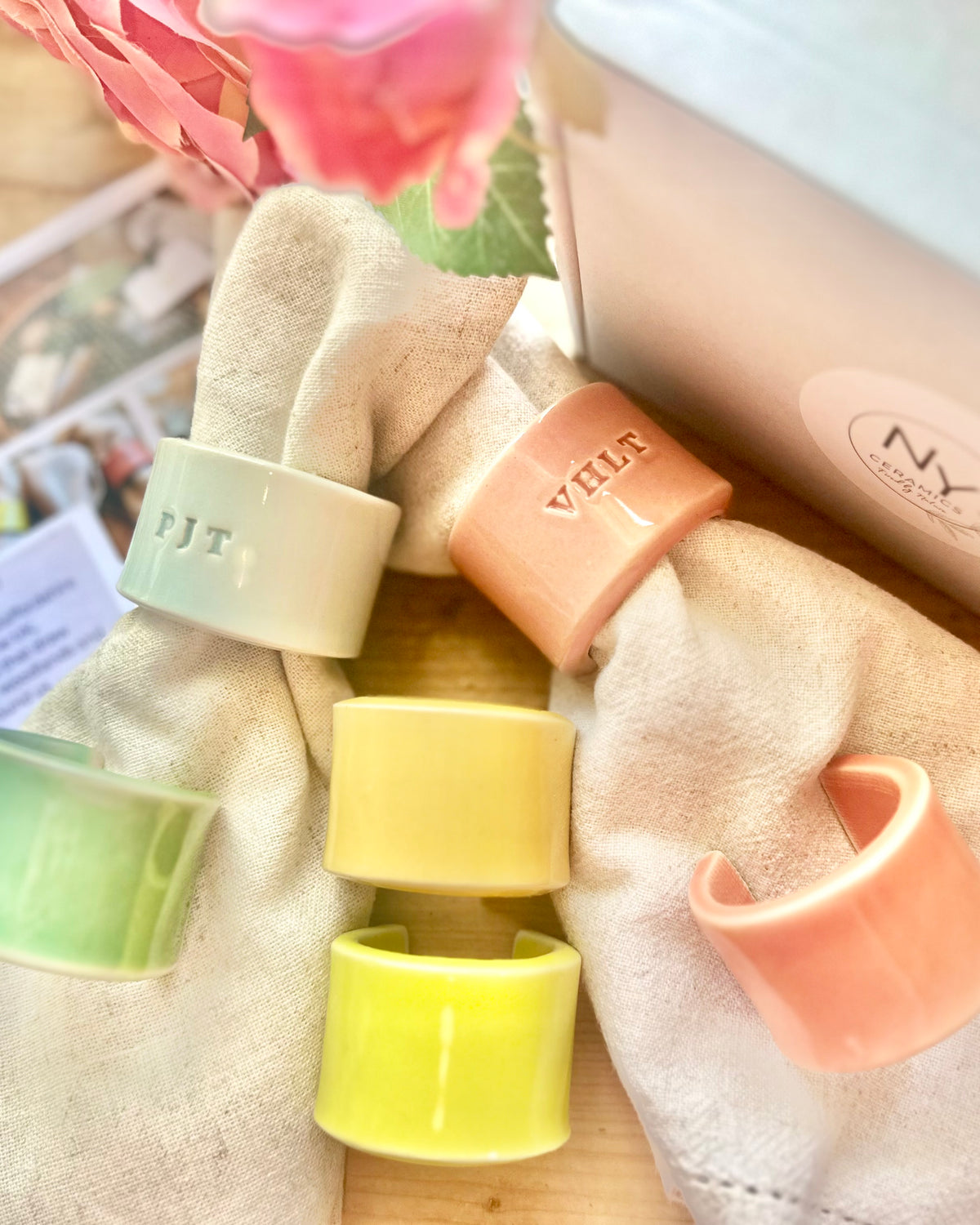 Ceramic Personalised Napkin Ring Wedding Place Setting & Wedding favour