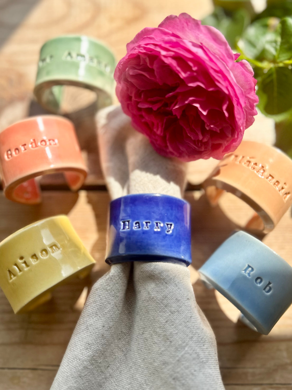 Ceramic Personalised Napkin Ring Wedding Place Setting & Wedding favour