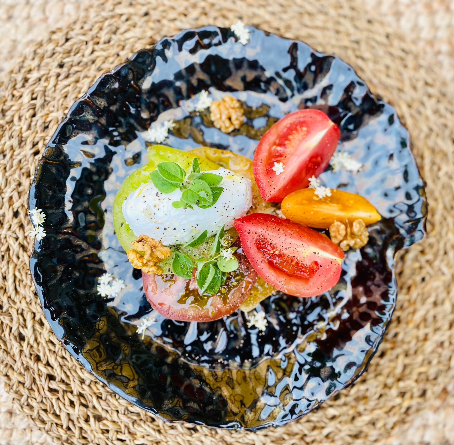 Small hand-sculpted Dinner Dish - tortoiseshellk