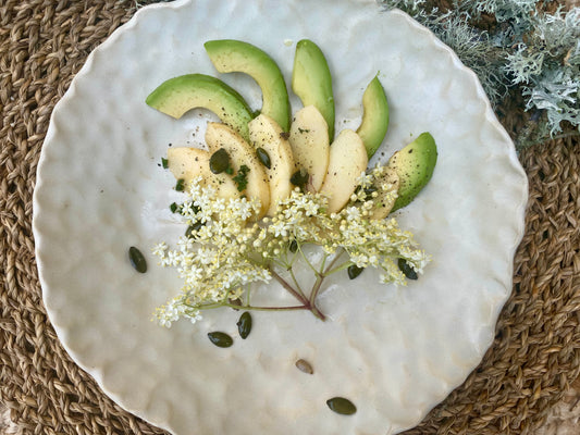 Small hand-sculpted Dinner Dish - Satin Cream