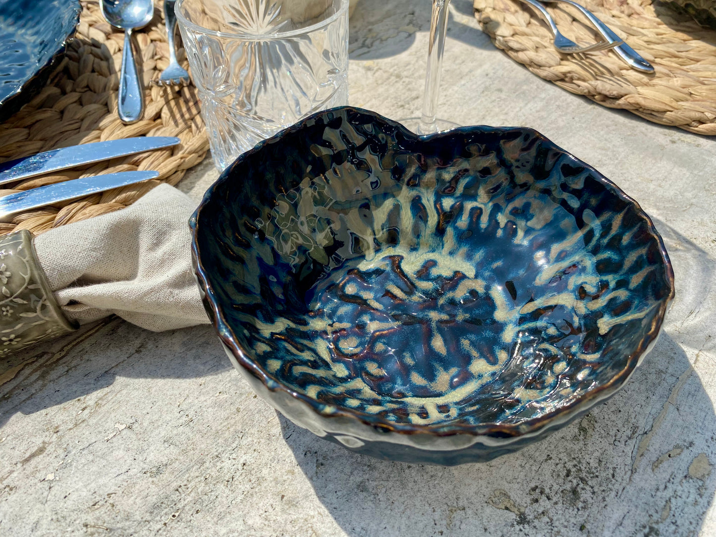 Hand-sculpted Dinner / Breakfast Bowl - Tortoiseshell