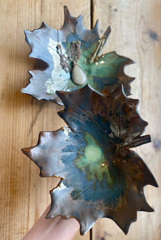 Large Leaf Dish - Hand Sculpted Stoneware ceramic bowl