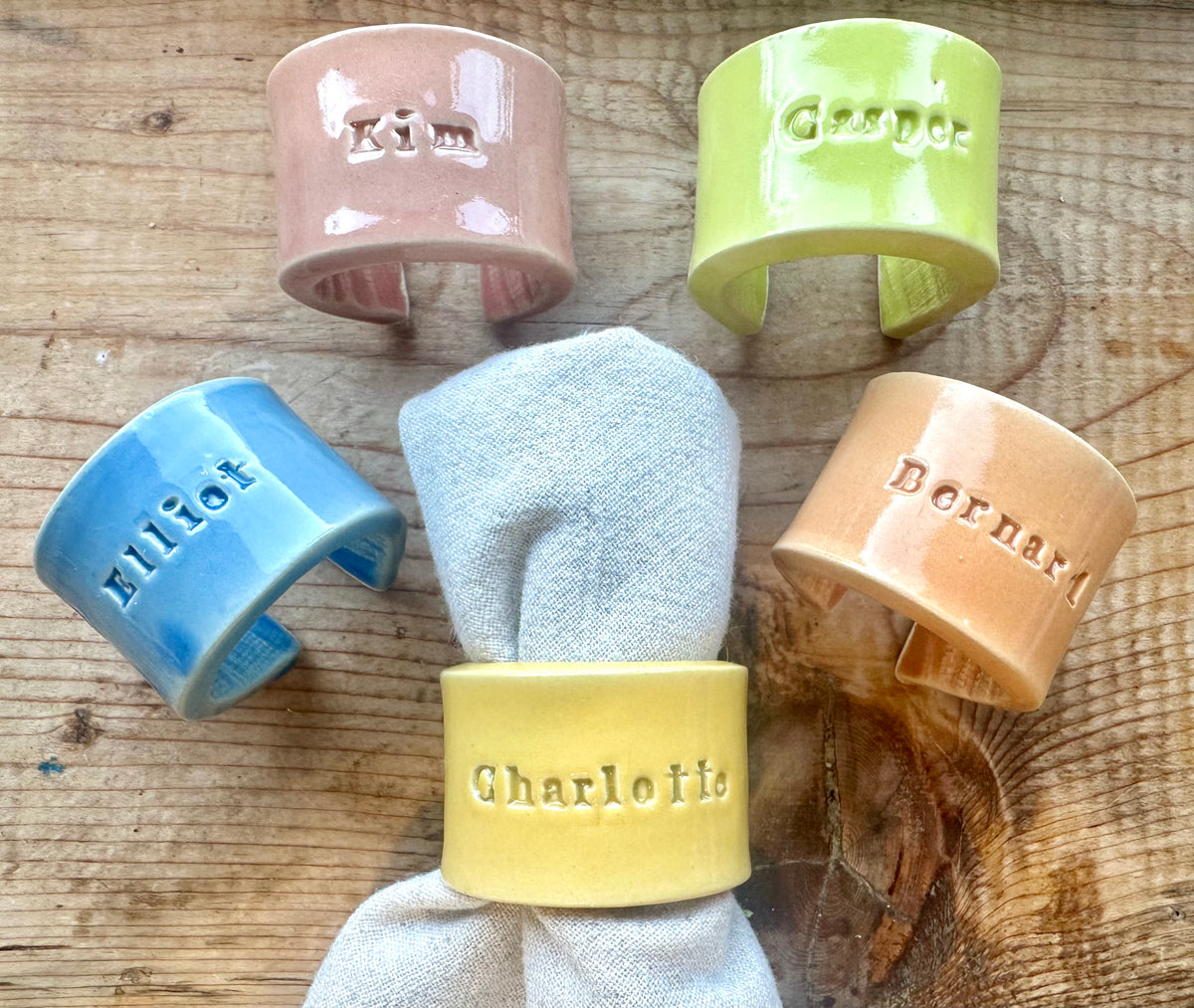 Ceramic Personalised Napkin Ring Wedding Place Setting & Wedding favour