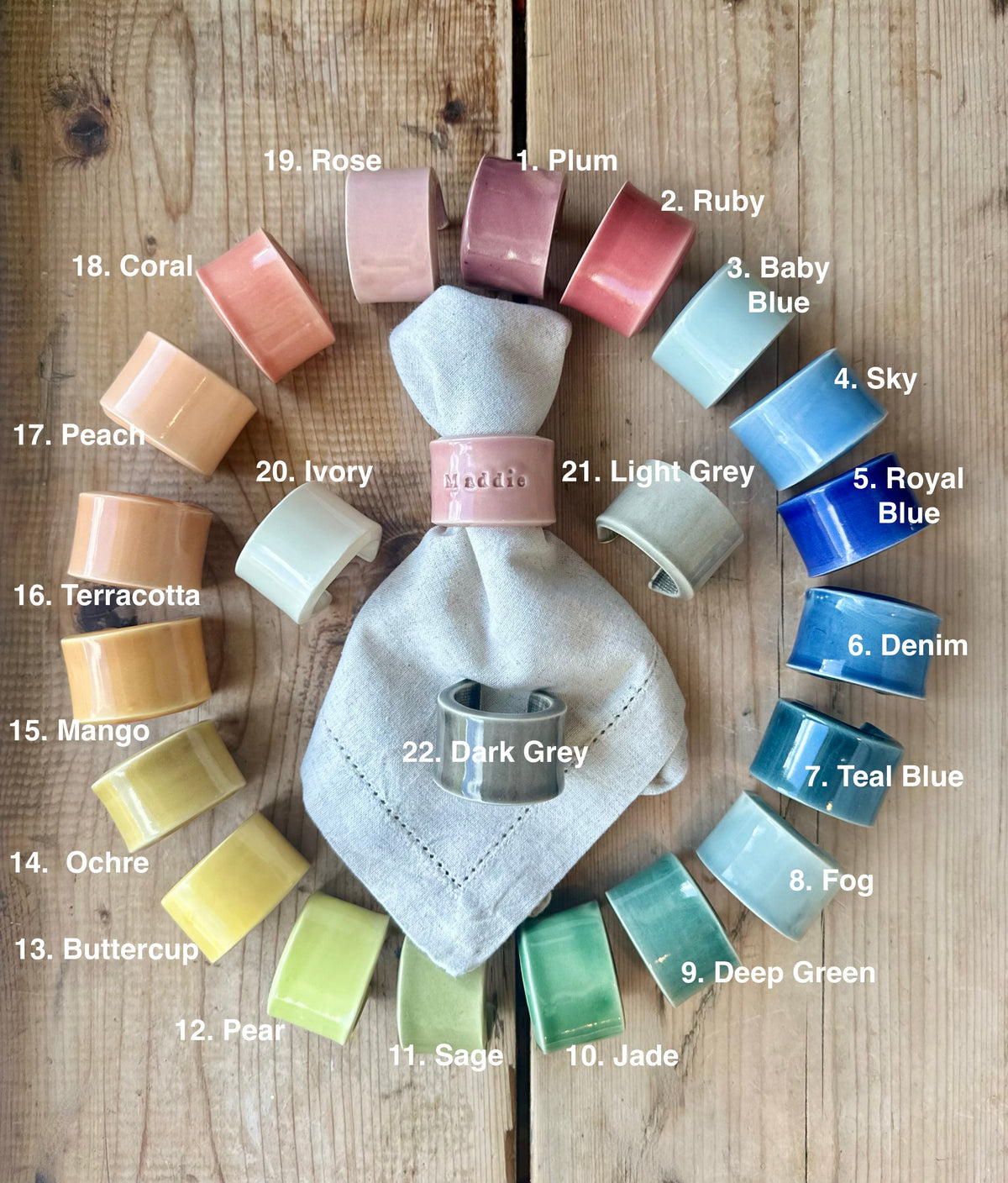 Ceramic Personalised Napkin Ring Wedding Place Setting & Wedding favour
