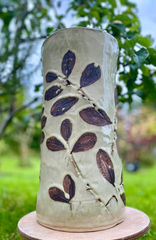 Large Ceramic leaf vase - personalised, made to order